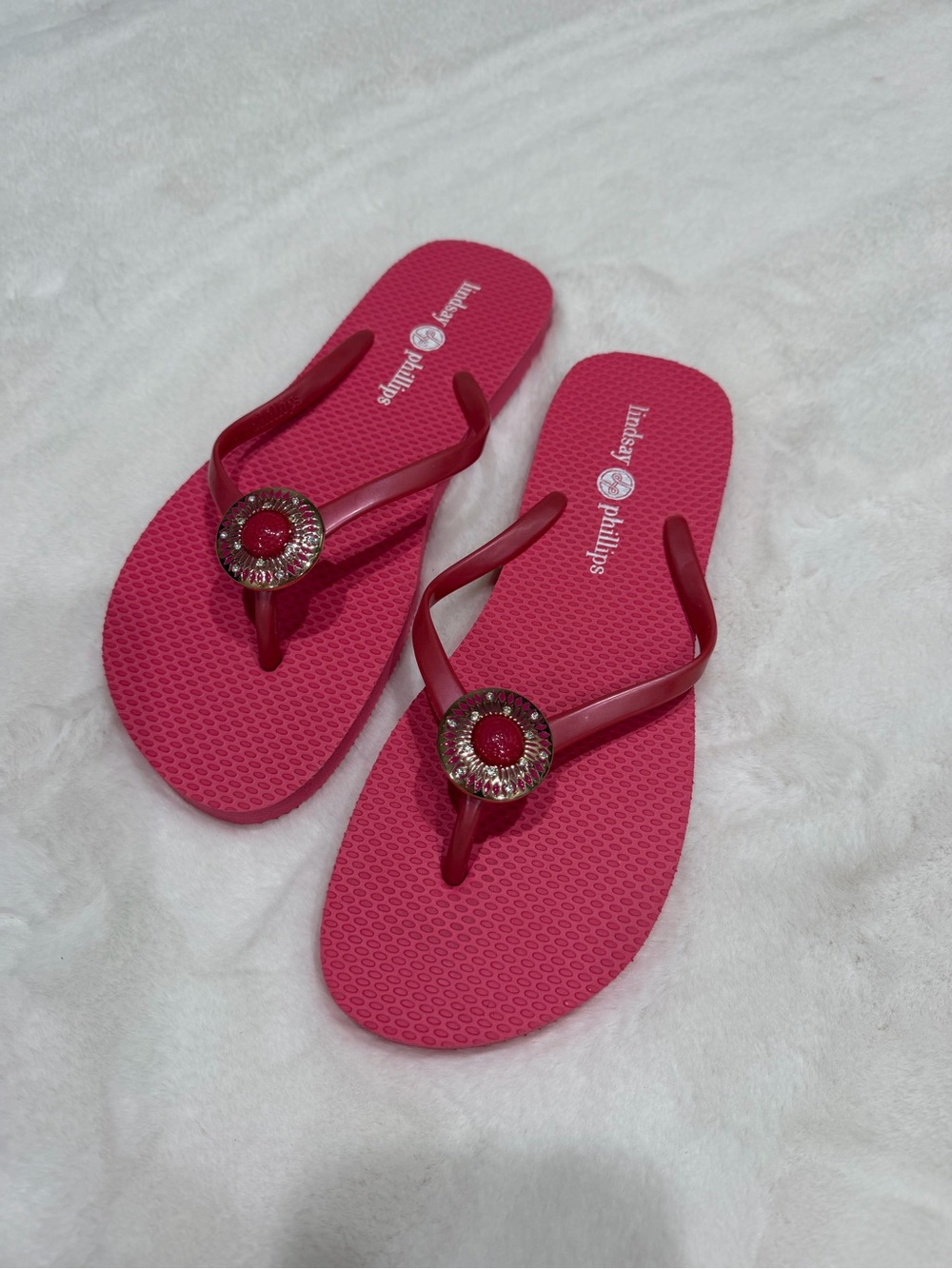 lindsay phillips Hot Pink Jewel Toe-Post Sandals